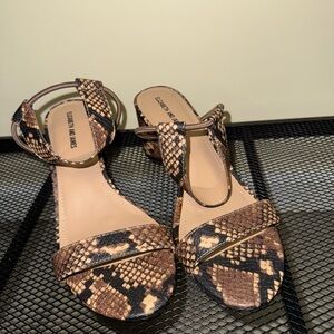 Elizabeth and James Brown and Black Sandals with Ankle Straps